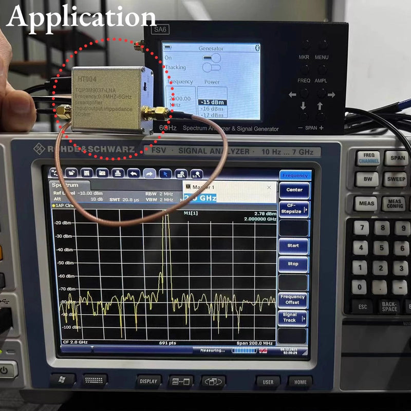 Pełnopasmowy wzmacniacz o niskim poziomie szumów 100K-6GHz Przedwzmacniacz mocy 20dB o wysokim wzmocnieniu HT004