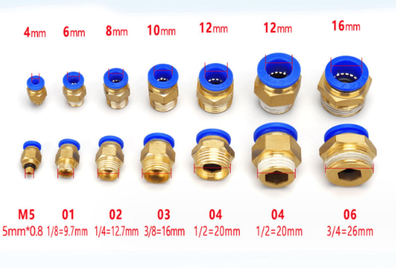 10 st 6 mm 1/8" pneumatisk tryckluftskontakt med tryckkopplingskoppling