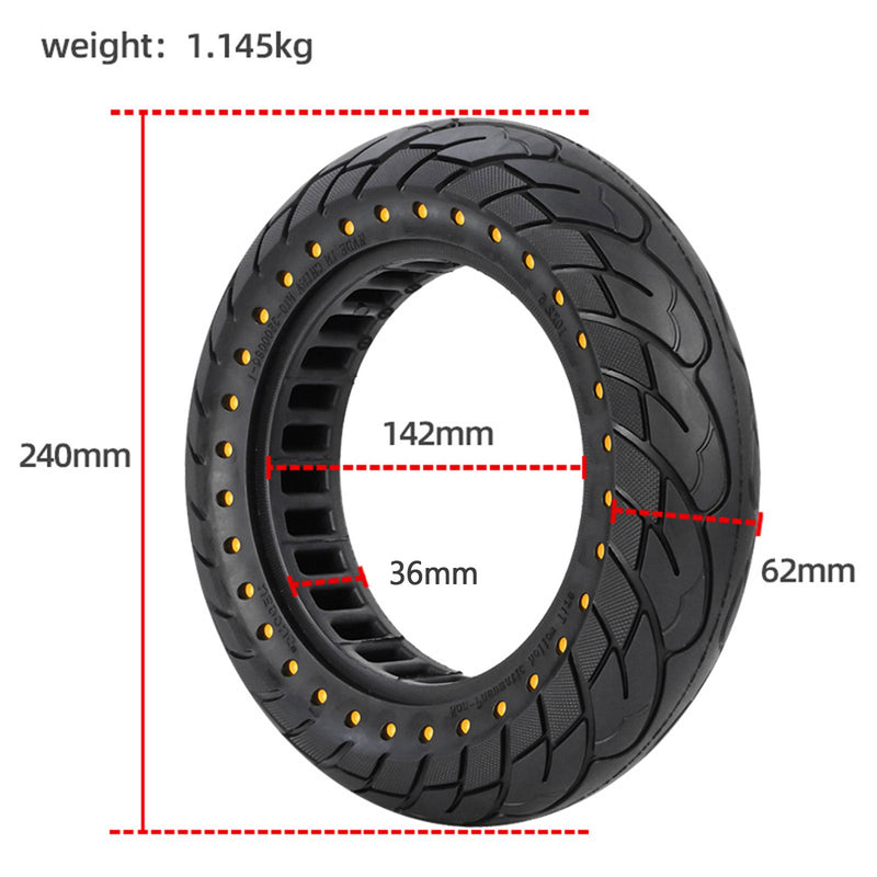 10 x 2,5 gummi solid dekk 60/70-65 for KUGOO M4 honeycomb dekk erstatning