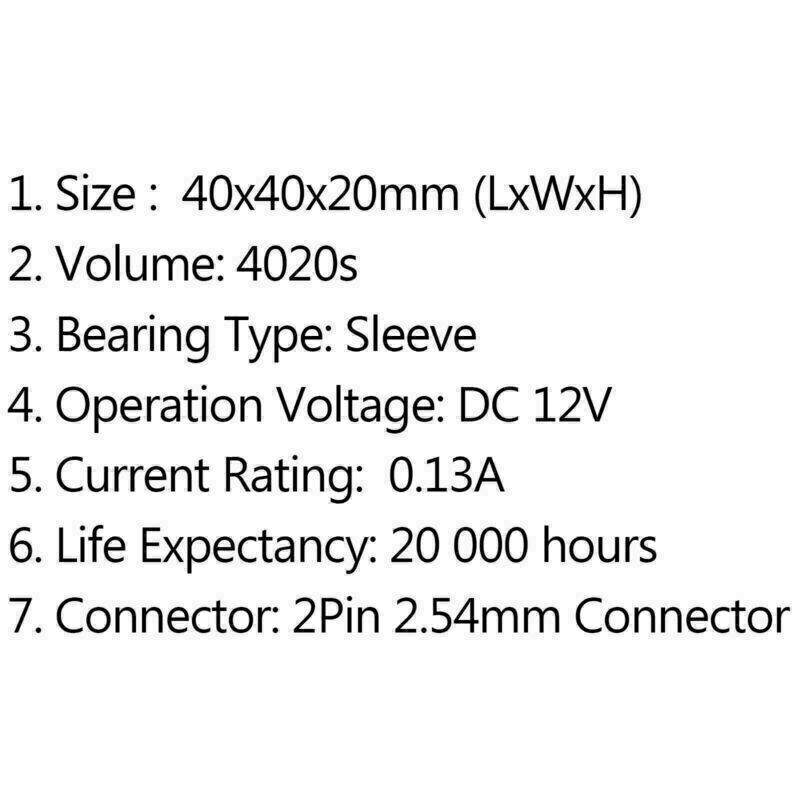 12V Pin SQ Line -tietokone PC 40x40x20mm 0,13A tuuletinjäähdytteinen 2 harjaton 4020s DC