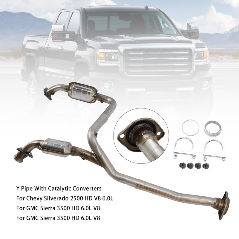 2011-2017 Chevy Silverado 2500 HD 6.0L V8 Y Pipe With Catalytic Converters
