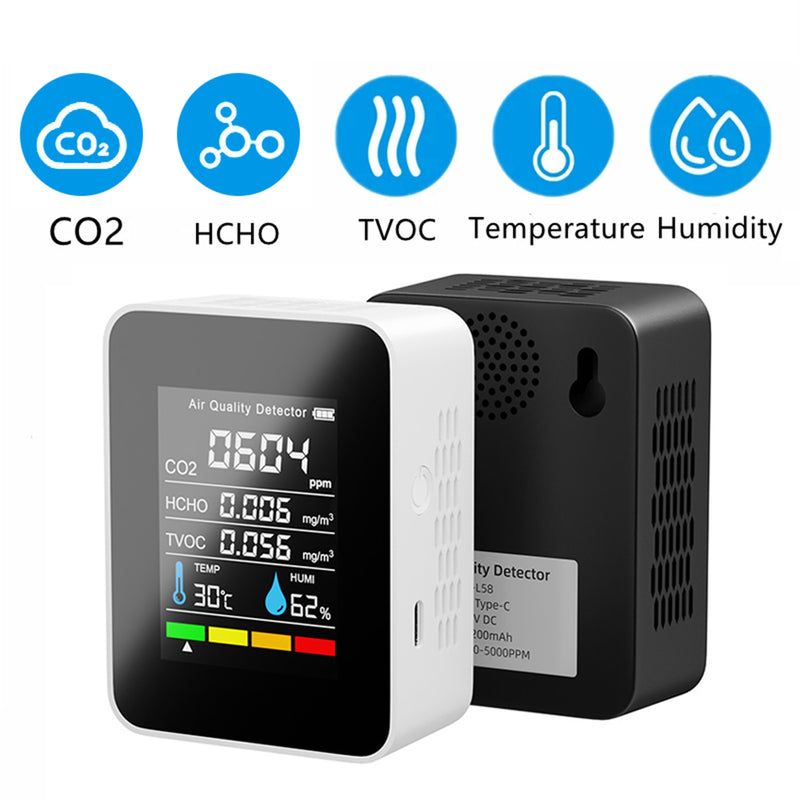 Detektor CO2 5 w 1 Monitor jakości powietrza Hcho Tvoc Tester temperatury i wilgotności