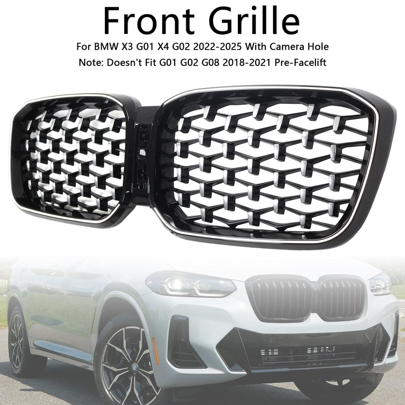 2022-2025 BMW X3 G01 X4 G02 Diamant Front Stoßstange Nieren Kühlergrill Chrom