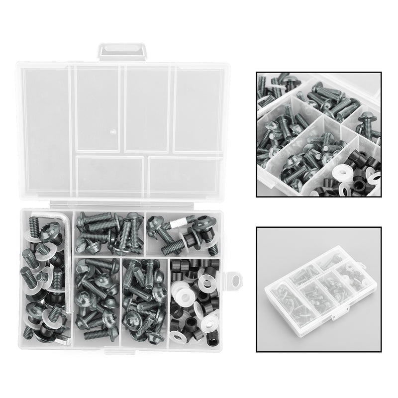 158 deler - kledningsskrue i titan aluminium M5/M6 skruesett