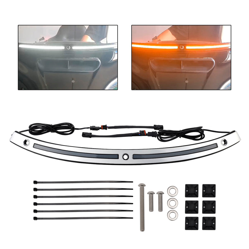 2014+Touring Electra Glide Street Glide Ultra Limited LED Lauf Blinker Licht Windschutzscheibe Trim