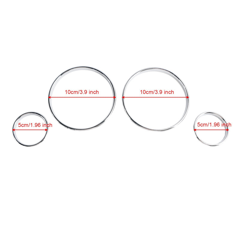 1994-2001 BMW E38 7er-Reihe, silberfarbene Armaturenbrett-Zierringe, Tacho-Kombiinstrument, 500-125
