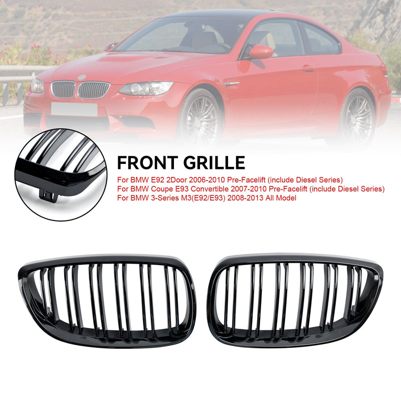 Błyszcząca czarna przednia kratka nerkowa Grill pasuje do BMW E92 E93 328i 335i 2006-2010 2DR