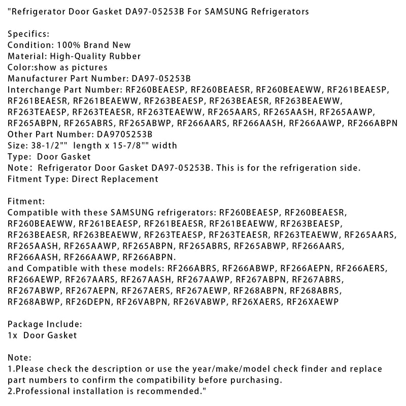 Jääkaapin oven tiiviste DA97-05253B Samsung-jäähdytyskaappeille