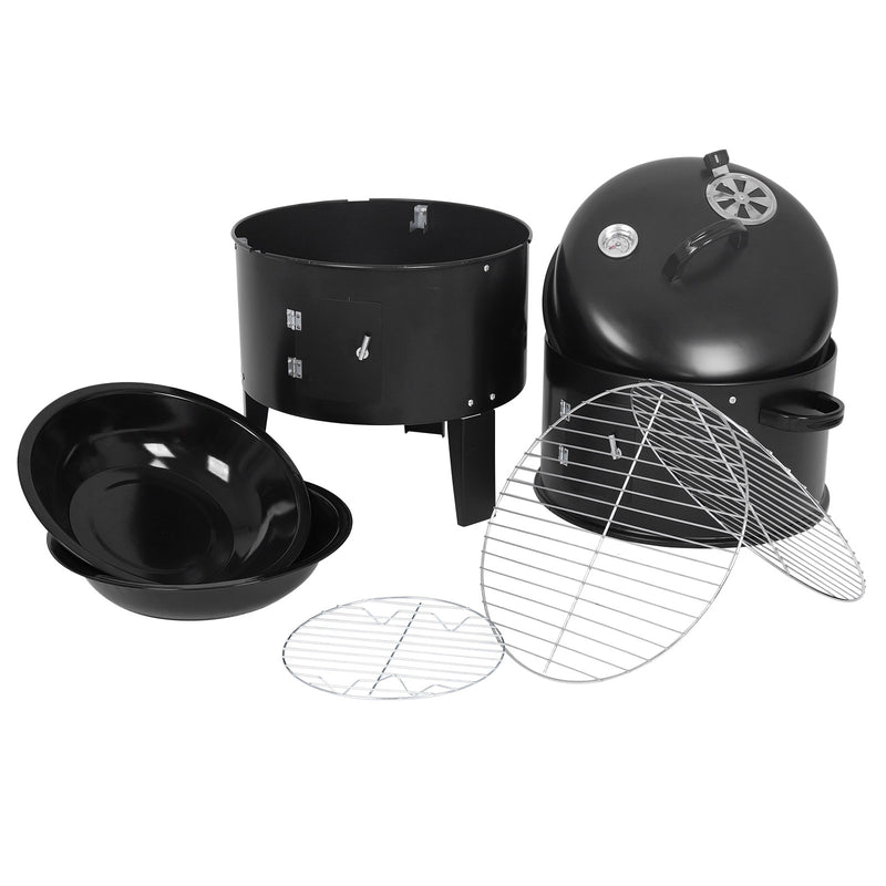 Abnehmbarer 3-in-1 Vertikaler Holzkohle-Smoker Tragbarer BBQ-Smoker-Grill