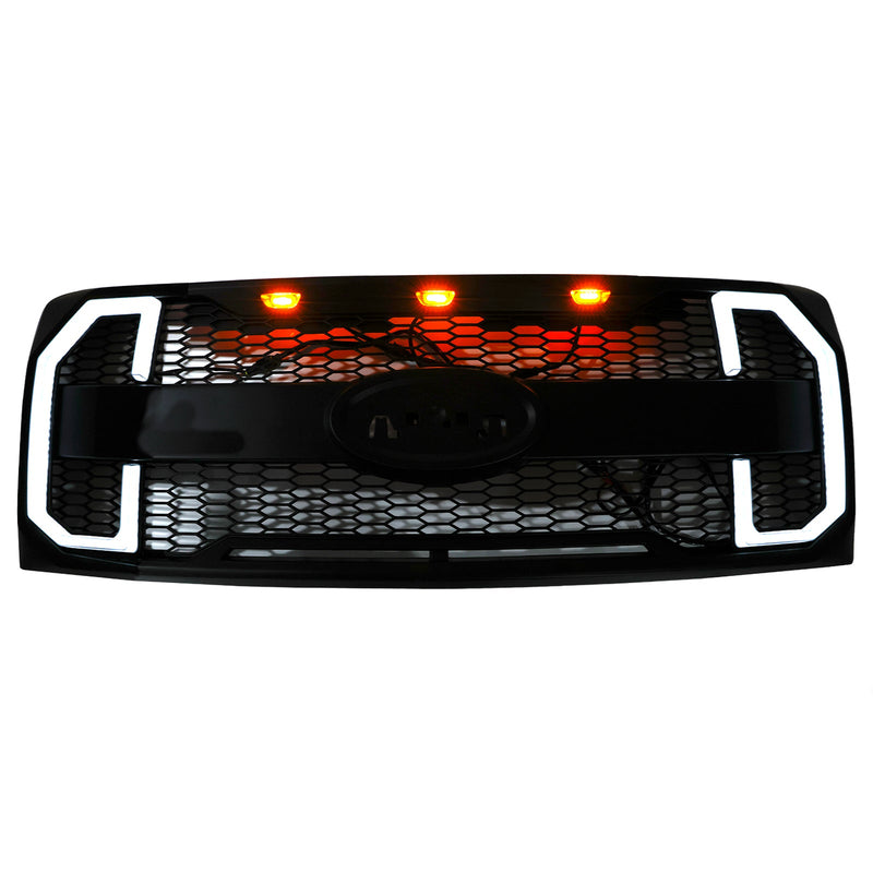 2009–2014 Ford F150 Matt Black Raptor Style Front -Floor Bar Grill Grill s LED