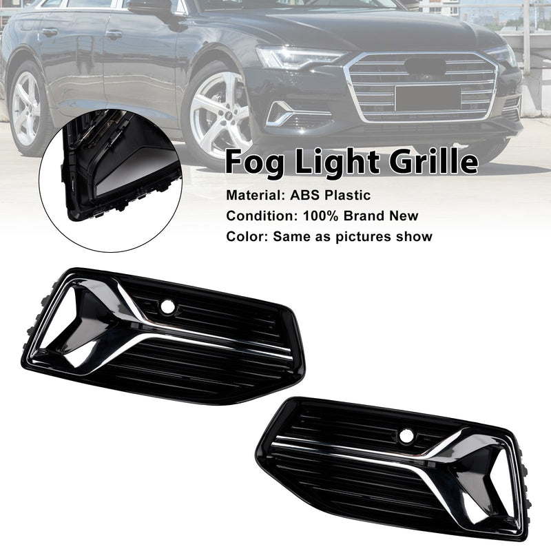 2019-2023 Audi A6 C8 2PCS Front Bumper Fog Light Cover Grille Grill 4K0807647