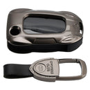 VW Polo Skoda Leder-Autoschlüsselhülle aus Zinklegierung, grau