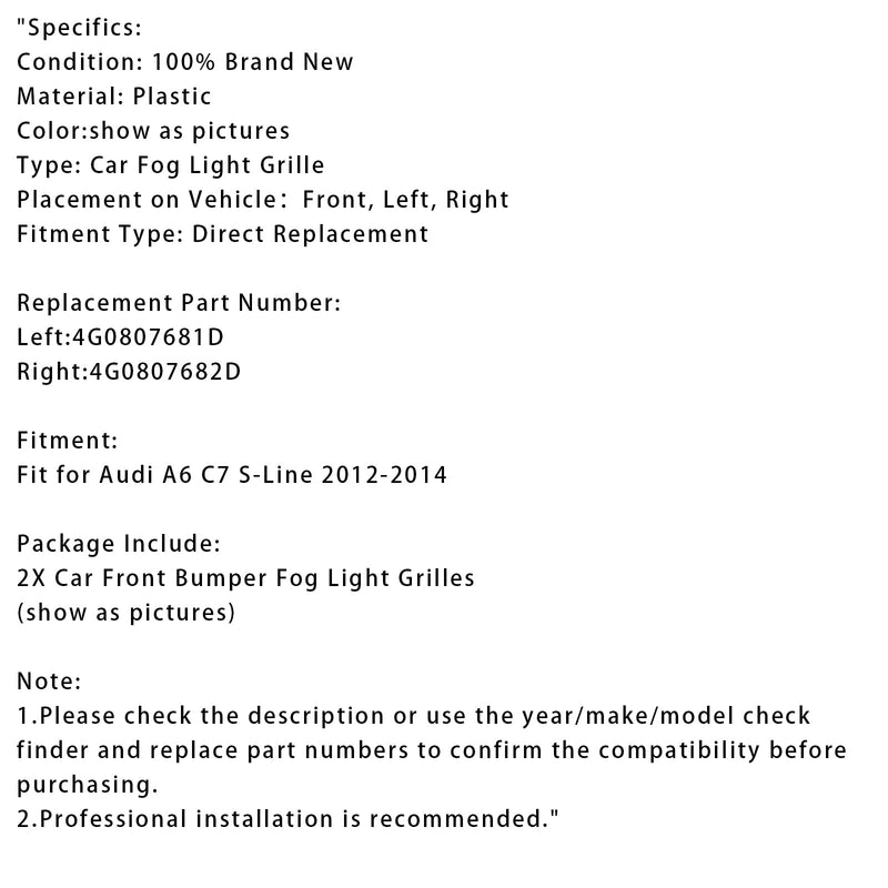 2012-2014 Audi A6 C7 S-line 2x vozidla na přední patro tyčinky