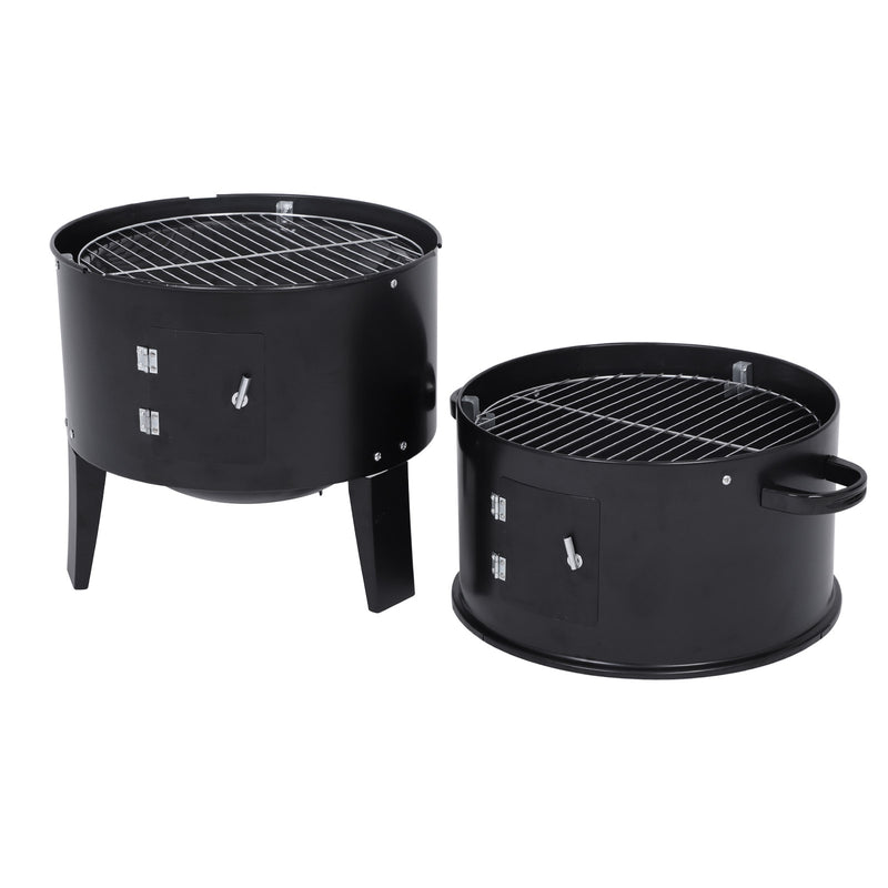 Abnehmbarer 3-in-1 Vertikaler Holzkohle-Smoker Tragbarer BBQ-Smoker-Grill