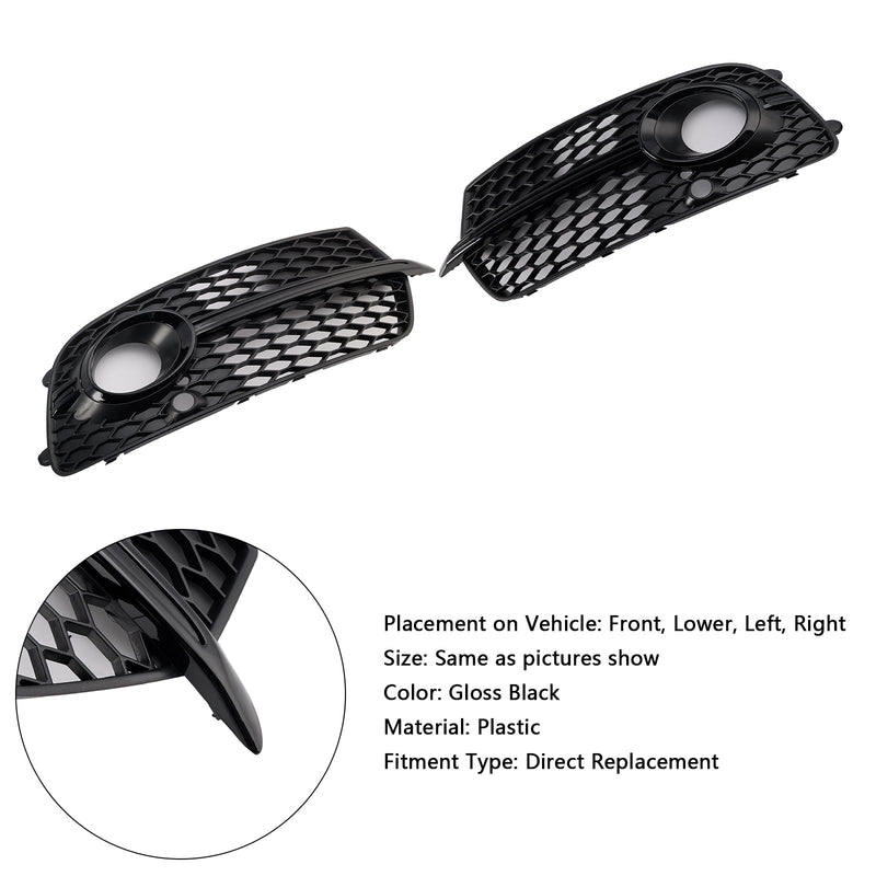 Frontstoßstange Nebelscheinwerfer Grill Grille Fit Audi Q5 S-Line SQ5 2013-2017 Schwarz