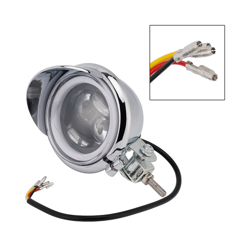 #D62 Headlight Lamp Spotlight Universal Coler Switch Fits Chrome For Motorcycle