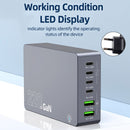 F8A Desktop Ladestation USB 6-Port Schnelle Ladegerät PD100W Ladestation Smart Ladegerät EU Stecker