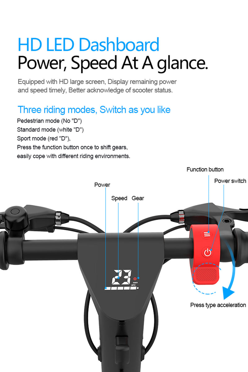 10-tommers sammenleggbar elektrisk scooter 500W 70KM rekkevidde 40km/t Alternativ til å gå i det urbane hverdagslivet