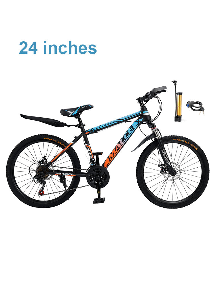 24 "Speichenrad 24 Geschwindigkeit Mountainbike Erwachsenenfahrrad Blau + Orange