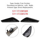 BMW X3 F25 X4 F26 Kotflügel vorne links + rechts, schwarze Zierleiste 51117338569 + 51117338570