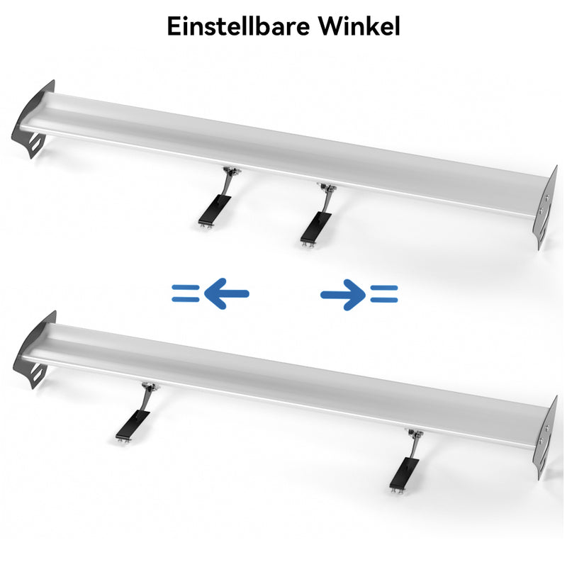 Alerón trasero de aluminio ajustable para escotilla universal GT, color plateado, 15