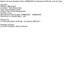 Kühlergrill rechts+links für die Motorhaube 1648804305 für Mercedes W164 ML und GL-Klasse