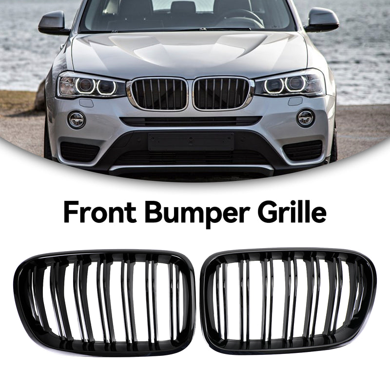 Glanssvart frontstøtfanger nyregrill for BMW X3 F25 2011-2014 Dual Line