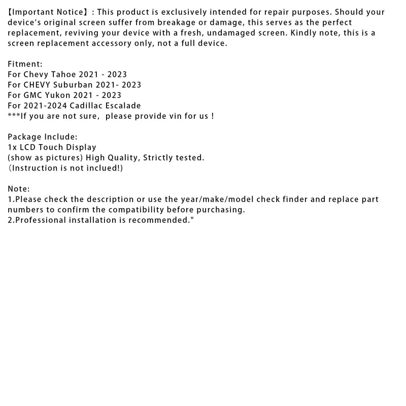 85100044 84824745 LCD Display Für Suburban GMC Yukon XL Kopfstütze RÜCKSITZ 21-24