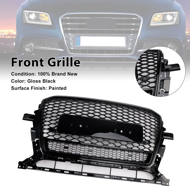Schwarz glänzend Front Honeycomb Stoßstangengrill Grill Fit Audi Q5 2013-2017