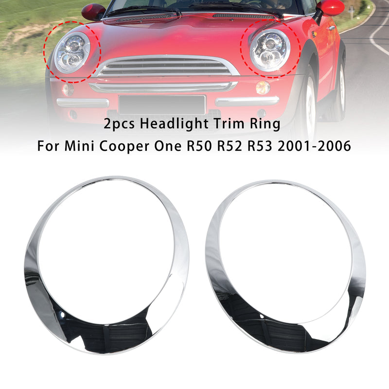 2001-2006 Mini Cooper One R50 R52 R53 2-częściowy pierścień ozdobny reflektora