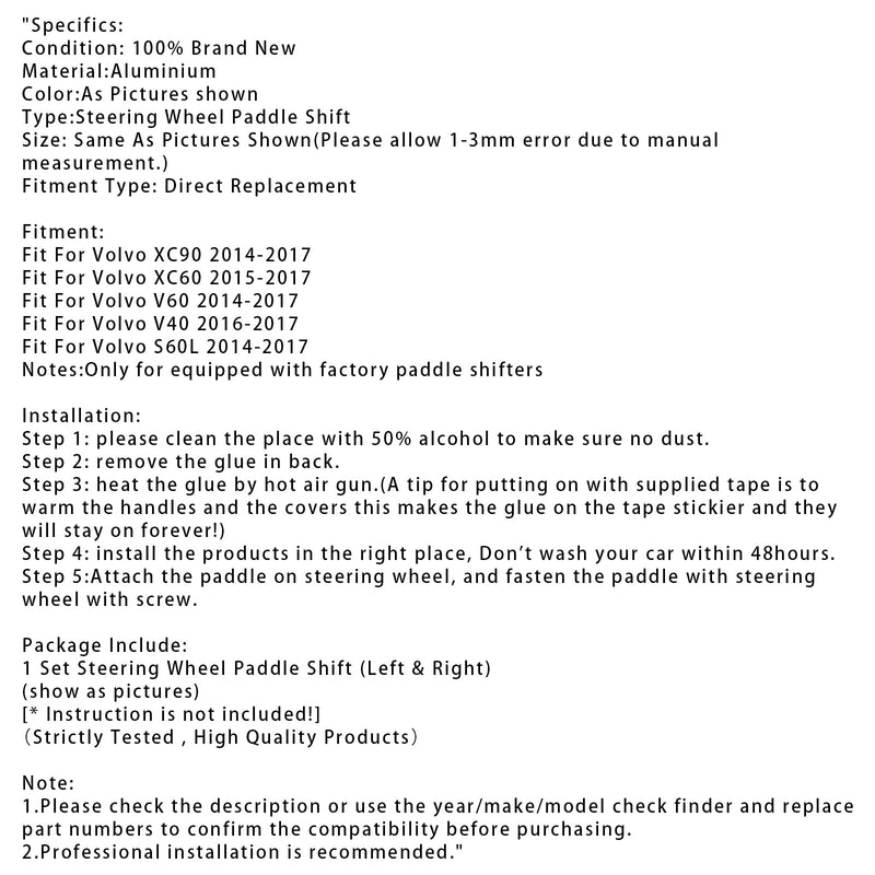 Lenkrad-Schaltwippen-Verlängerung für Volvo XC60 XC90, Aluminium