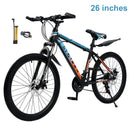 26" Speichenrad 24-Gang Mountainbike Erwachsenenrad MTB mit Schutzblech Blau+Orang