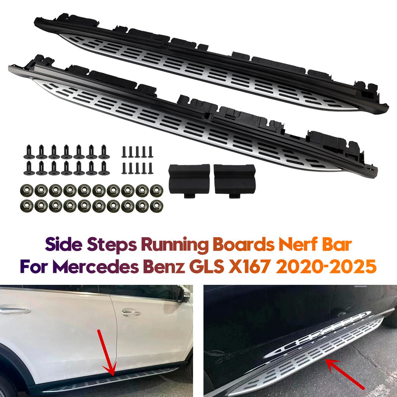 2020-2025 Mercedes GLS X167 Side Steps Running Boards Nerf Bar For  Left + Right Running Board Side Step