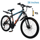26" Speichenrad 24-Gang Mountainbike Erwachsenenrad MTB mit Schutzblech Blau+Orang