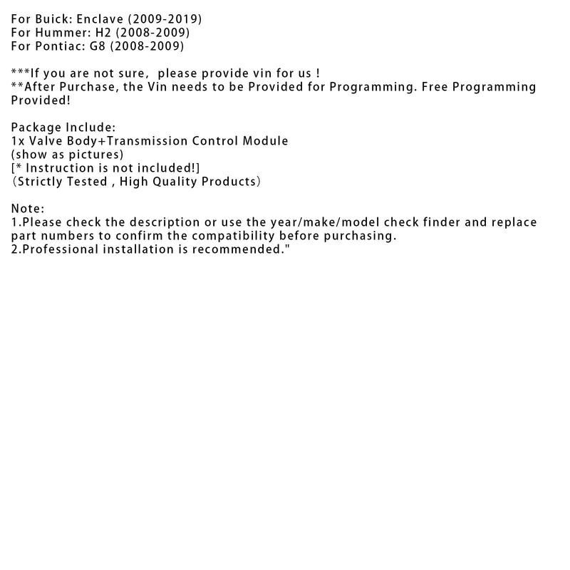 2009–2019 Buick: Enclave 6L80 6L80E Ventilkörper + Getriebesteuergerät und Magnet