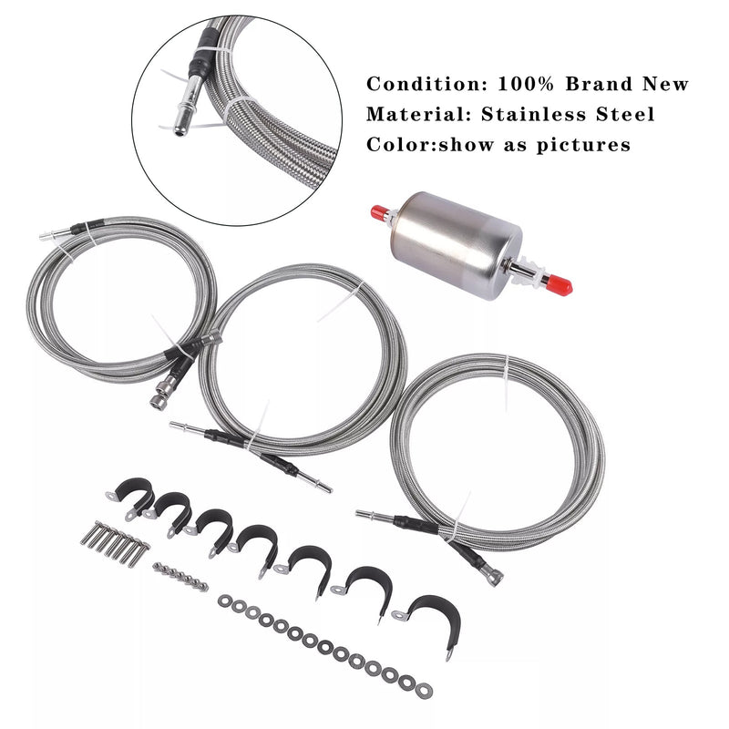 2001-2003 Chevy Silverado 2500 HD Edelstahl geflochtene Kraftstoffleitungen Kit 819-840 Quick Fix