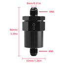 Adaptador de filtro de sistema de combustible en línea AN6 negro con elemento filtrante de 30 micrones