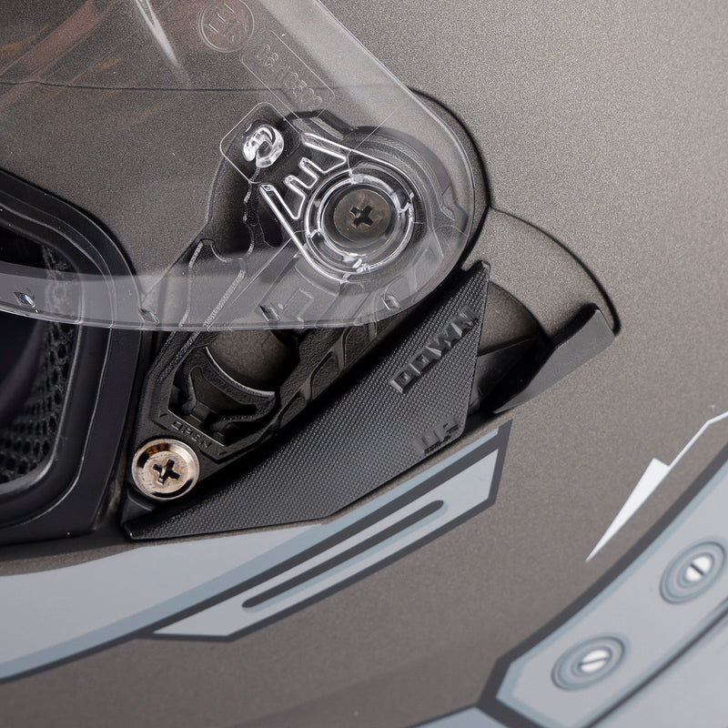 Prick motorcykelhjälm för vuxna, gata, integrerad hjälm, grå/vit