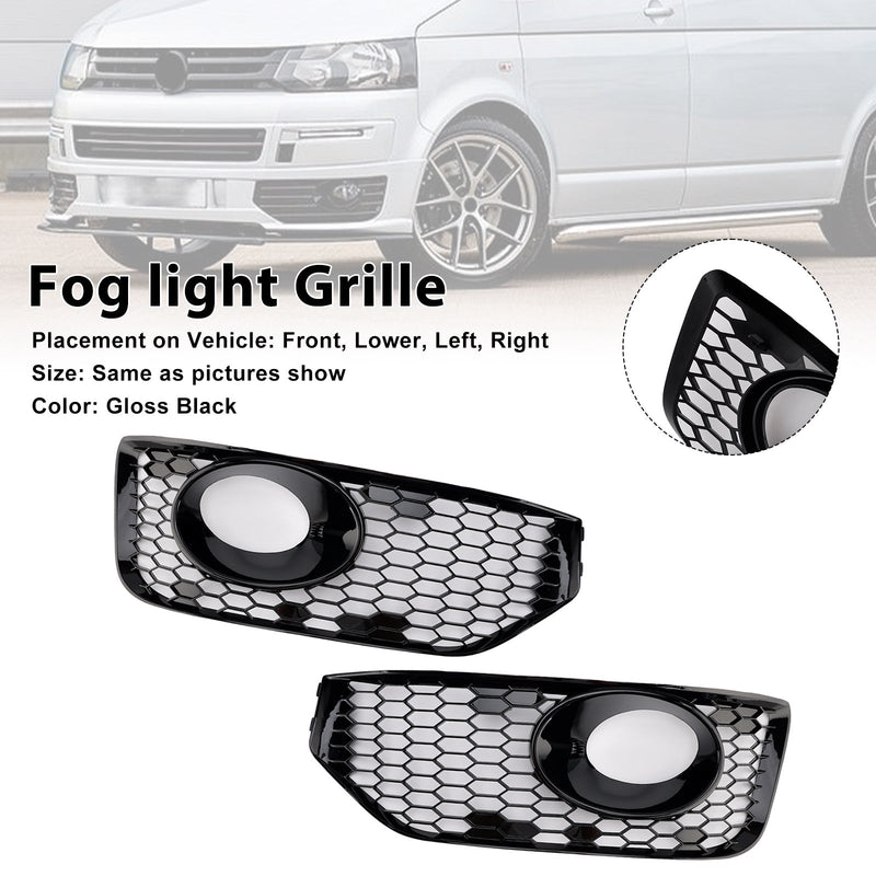 2010–2015 VW T5 T5.1 S-Linie Nebelscheinwerfer Licht Abdeckung Einsatz Kühlergrill Glanz schwarz