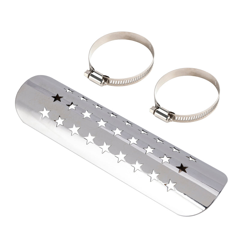 Stahl Auspuff Schalldämpfer Rohr Wärme Deflektor Abdeckung Chromeb Für Motorrad Roller BlackD