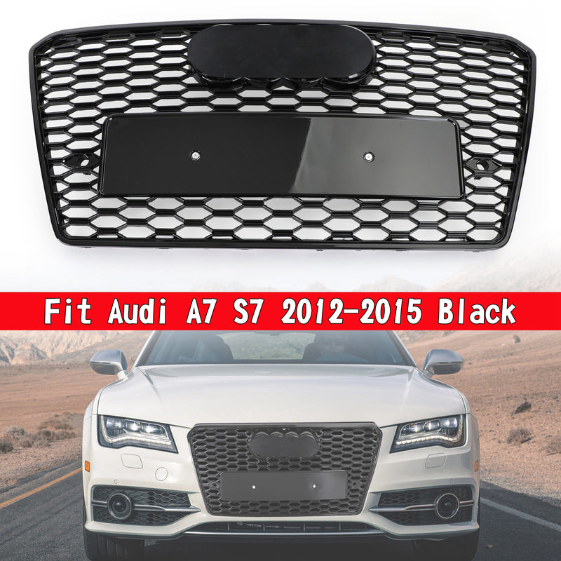 RS7 Style Honeycomb Sport Mesh Hex Grille Grill Fit Audi A7/S7 2012-2015 Czarny