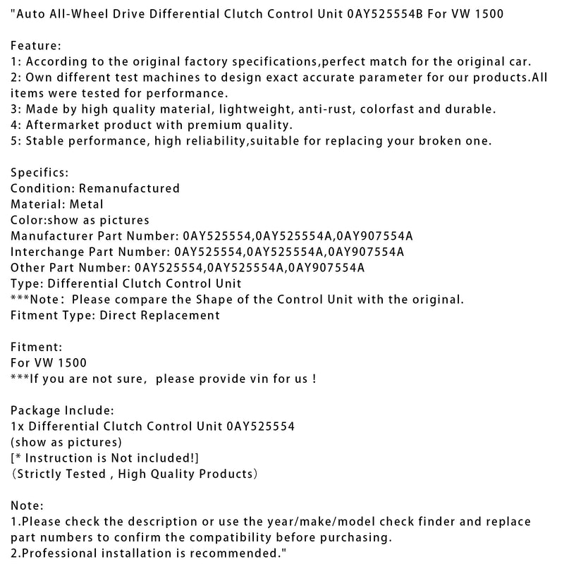 VW 1500 Automatik Allradantrieb Differentialkupplungssteuergerät 0AY525554B 0AY525554A