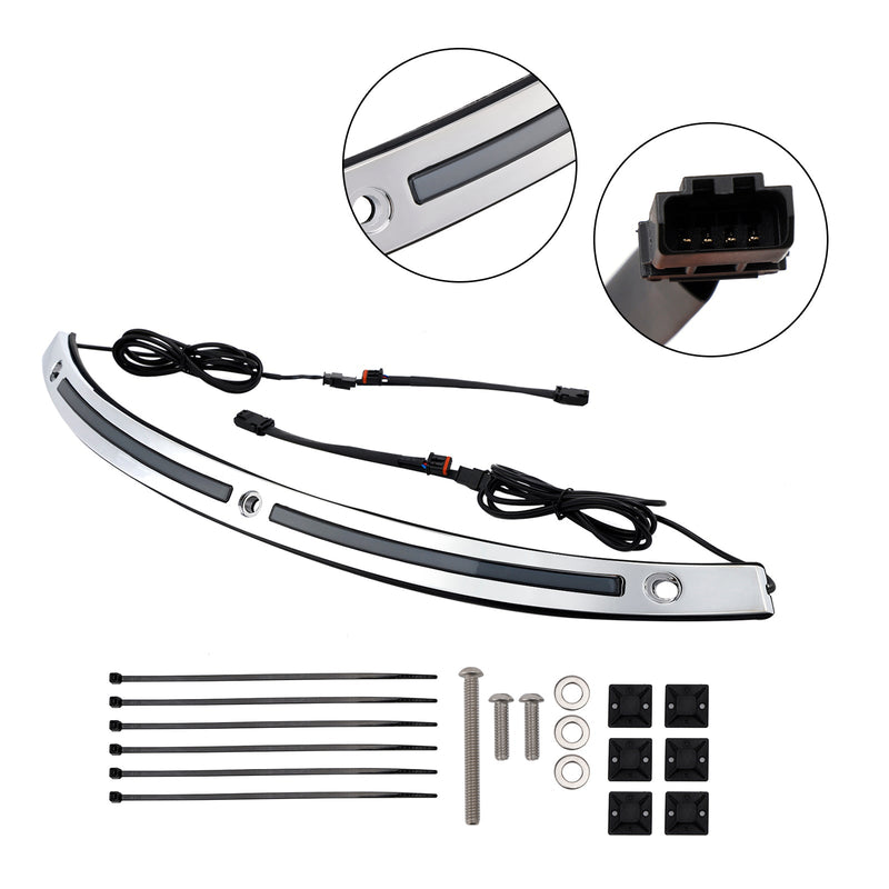 2014+Touring Electra Glide Street Glide Ultra Limited LED Lauf Blinker Licht Windschutzscheibe Trim