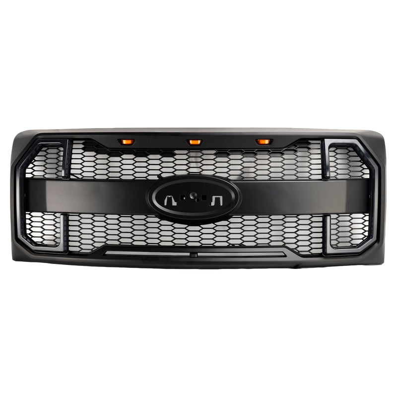 2009–2014 Ford F150 Matt Black Raptor Style Front -Floor Bar Grill Grill s LED