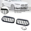 Frontstoßstangengrill, schwarz, Doppellamellen, passend für BMW X2 F39 (2018–2023).
