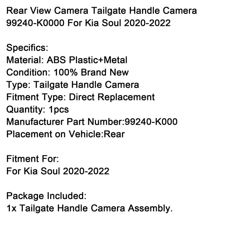 2020–2022 Kia Soul Rückfahrkamera Heckklappengriffkamera 99240-K0000