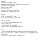 2012-2019 Volkswagen Beetle 1 Pcs Front Stoßstange Links Blinker Licht 5C5953041A