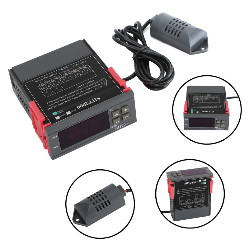 SHT2000 10A Temperaturluftfuktighetsregulator Digital termostat