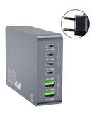 F8A Desktop Ladestation USB 6-Port Schnelle Ladegerät PD100W Ladestation Smart Ladegerät EU Stecker