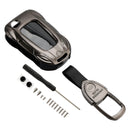 VW Polo Skoda Leder-Autoschlüsselhülle aus Zinklegierung, grau